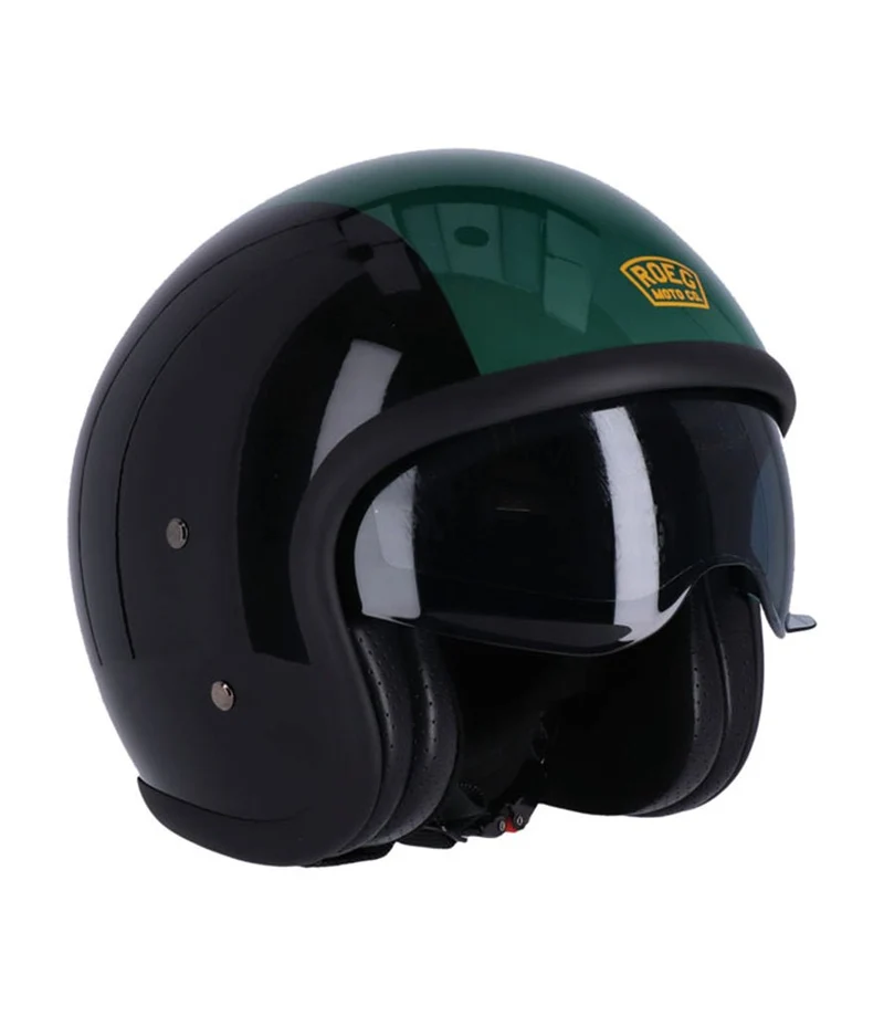 Casco Jet con Occhiali Roeg Sundown Vintage Nero Verde