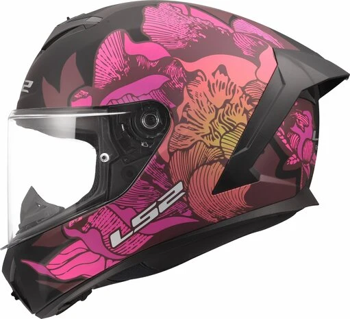 LS2 FF820 RAPID III POPPIES INTEGRAL CASCO DE MOTO NEGRO ROSA
