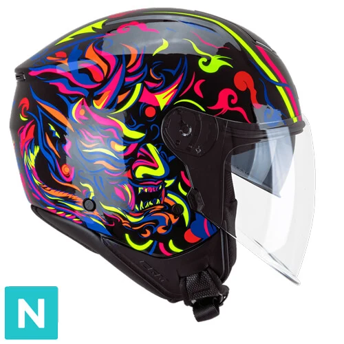 CGM 126S 126S IPE DEMON CASCO DE MOTO NEGRO AZUL ROJO AMARILLO