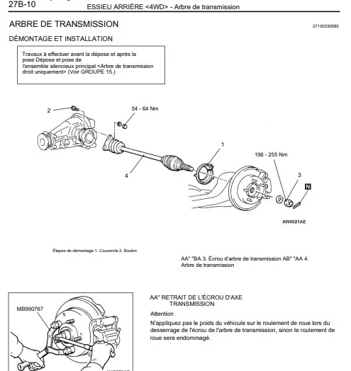 Manuel d'atelier Mitsubishi Space Wagon 1997 2003 français