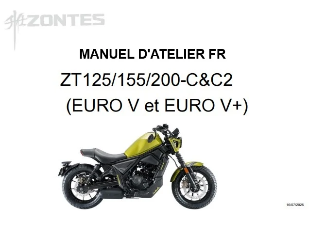 Manuel d'atelier Zontes ZT 125 2022 2025 français