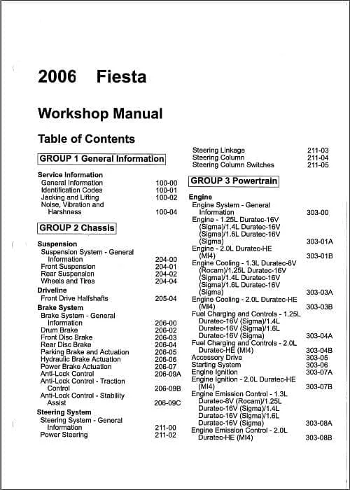 manuel d'atelier Ford Fiesta 2002 2008