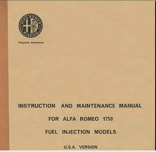 manuels d'atelier Alfa Roméo giulia, 1750 berlina Gt veloce en anglais