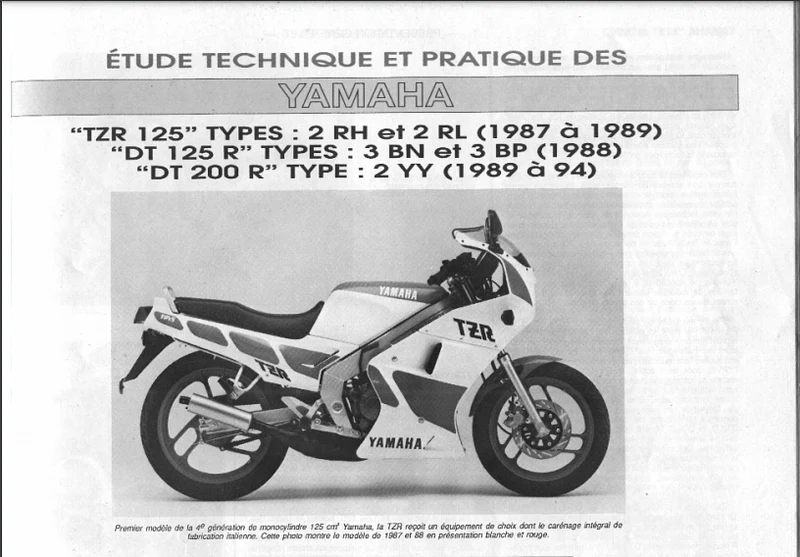 manuel d'atelier Yamaha 125 DTR TZR TDR 88
