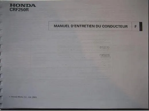 Manuel d'atelier Honda CRF 250 2002 2004