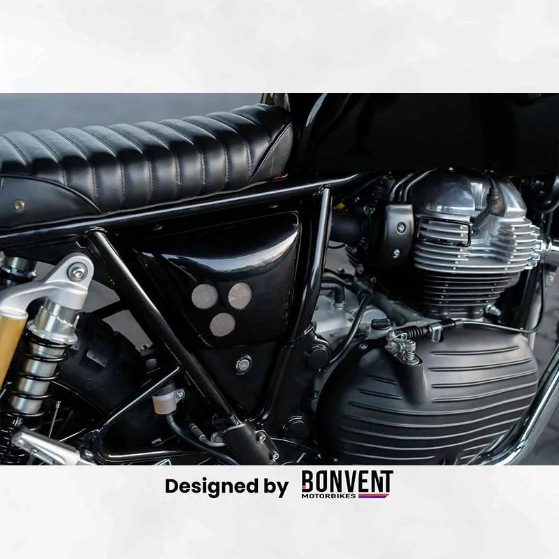 Caches latéraux vintage Scrambler pour Interceptor et Continental GT | Bonvent Motorbikes