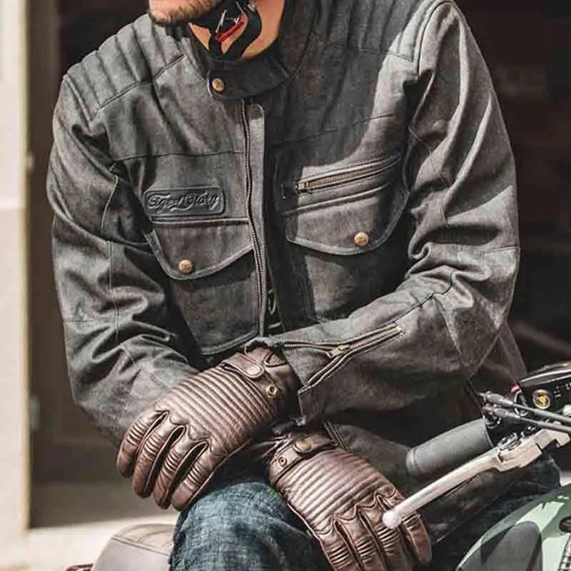 Veste moto denim enduit WORKER CE AA | Age of Glory