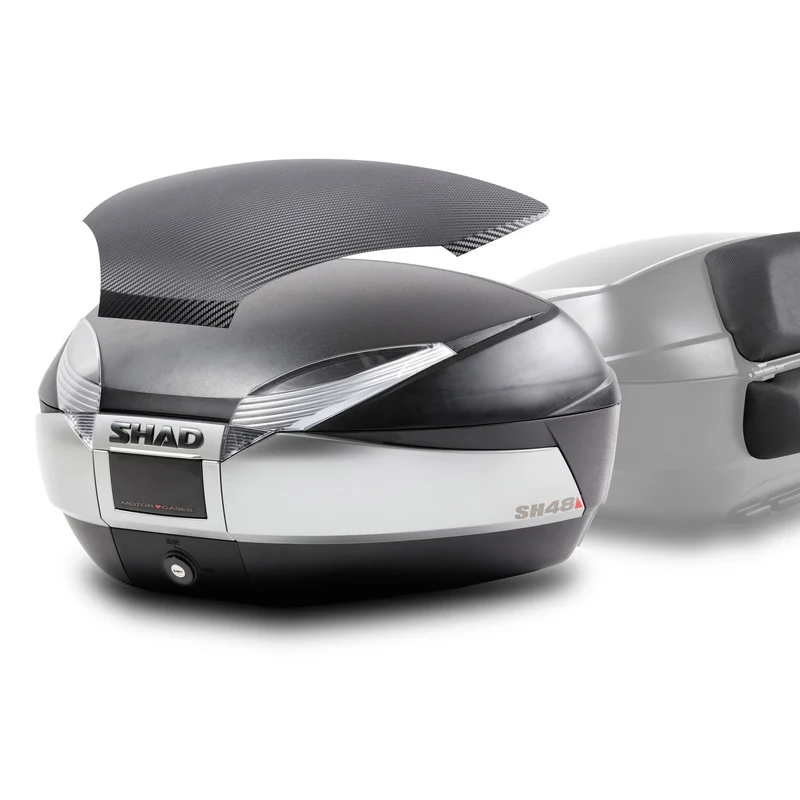 Top Case SHAD SH48 Titanium Finition Carbone + Dosseret — Top Case Moto 48L