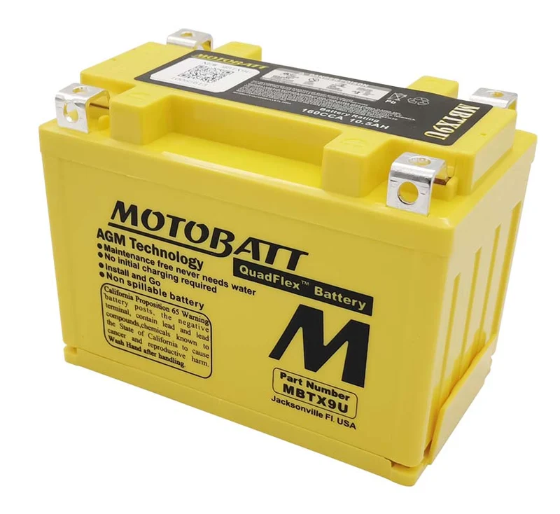 Batterie moto 4 pôles 10,5 Ah MBTX9U | Motobatt