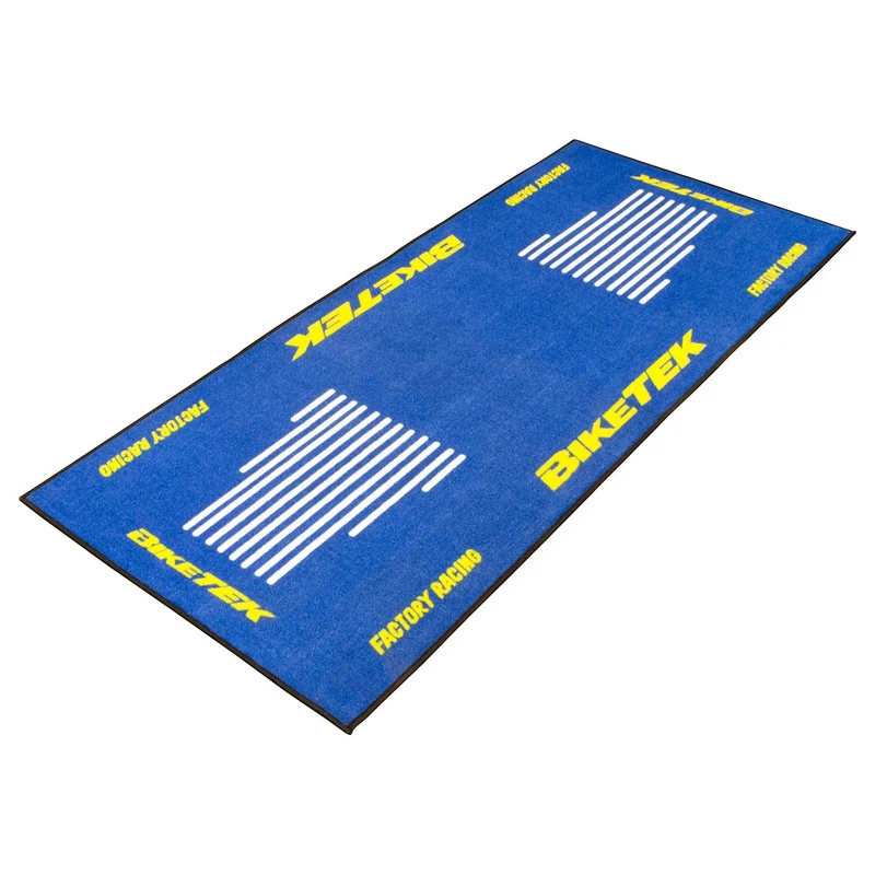 Tapis de Sol Moto 190x80cm Bleu Blanc Jaune — Environnemental Garage Racing