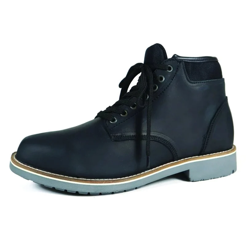 Bottine Moto Homme Harisson Custer Commando Noires — Waterproof Cuir CE