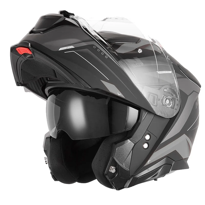 Casque Moto Modulable N967 Conquer Noir Mat Argent | NOX