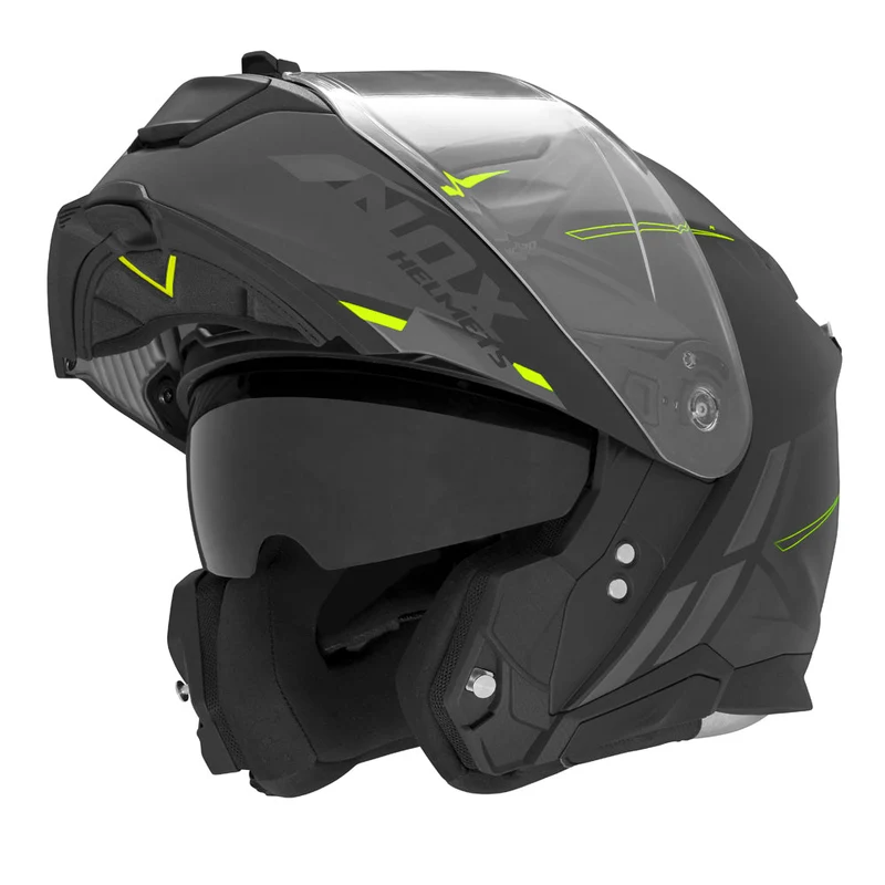 Casque Moto Modulable N967 Synchro Noir Mat Jaune | NOX