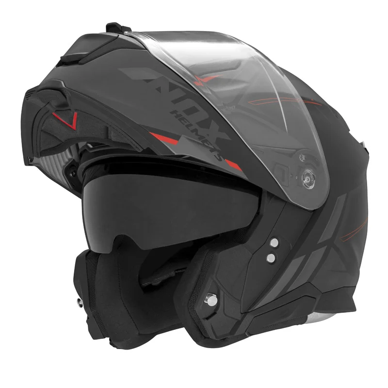 Casque Moto Modulable N967 Synchro Noir Mat Rouge | NOX