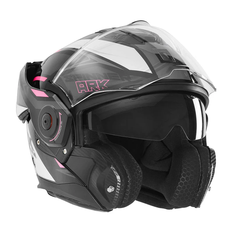 Casque Moto Modulable Réversible Spinner Ark Blanc Rose | NOX