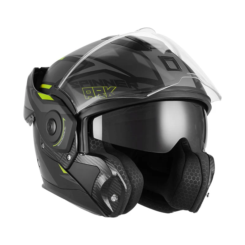 Casque Moto Modulable Réversible Spinner Ark Noir Mat Jaune | NOX