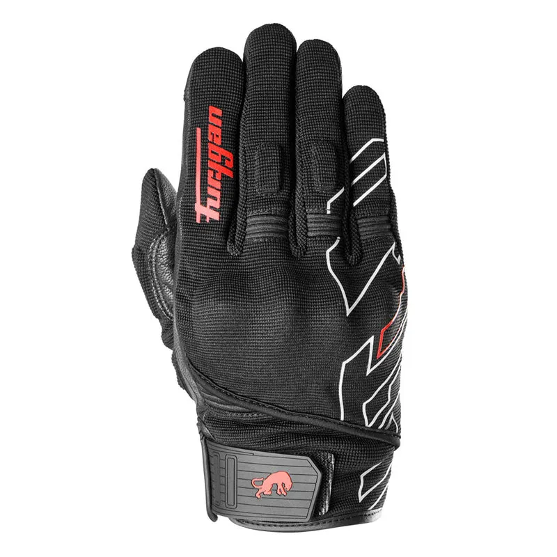 Gants Moto Cuir Homme Furygan JET NEON D3O® Noir-Blanc-Rouge | Été