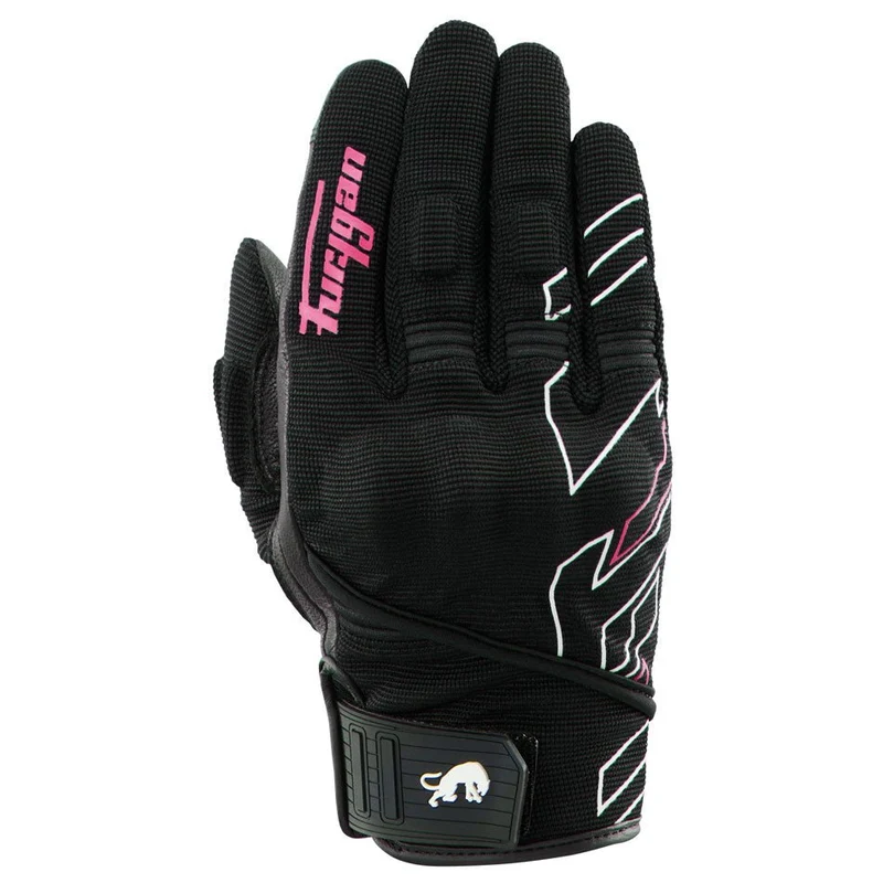 Gants Moto Cuir Femme Furygan JET NEON D3O® LADY Noir-Blanc-Rose | Été