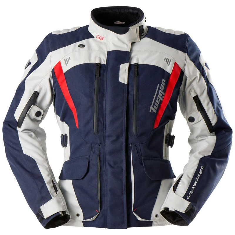 Blouson Moto Femme Furygan APALACHES LADY EVO Bleu-Pearl-Rouge — CE AA