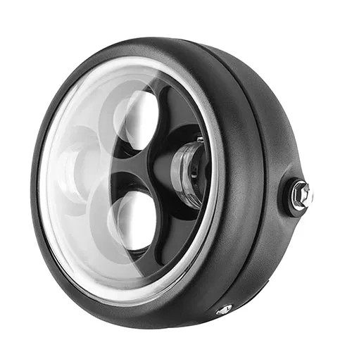Phare LED Café Racer avec feu diurne Noir ou Chrome