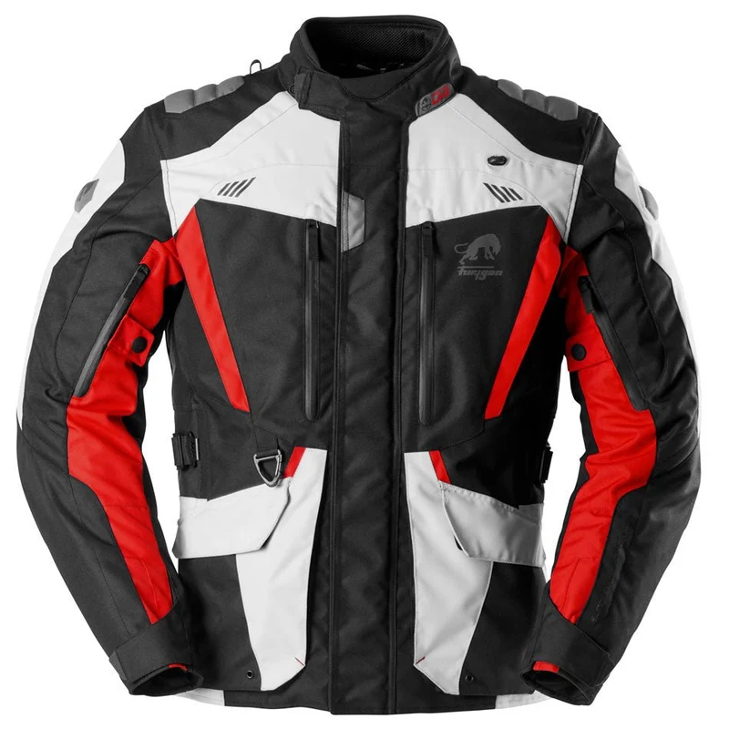 Blouson Moto Homme Furygan APALACHES EVO Noir-Pearl-Rouge — CE AA
