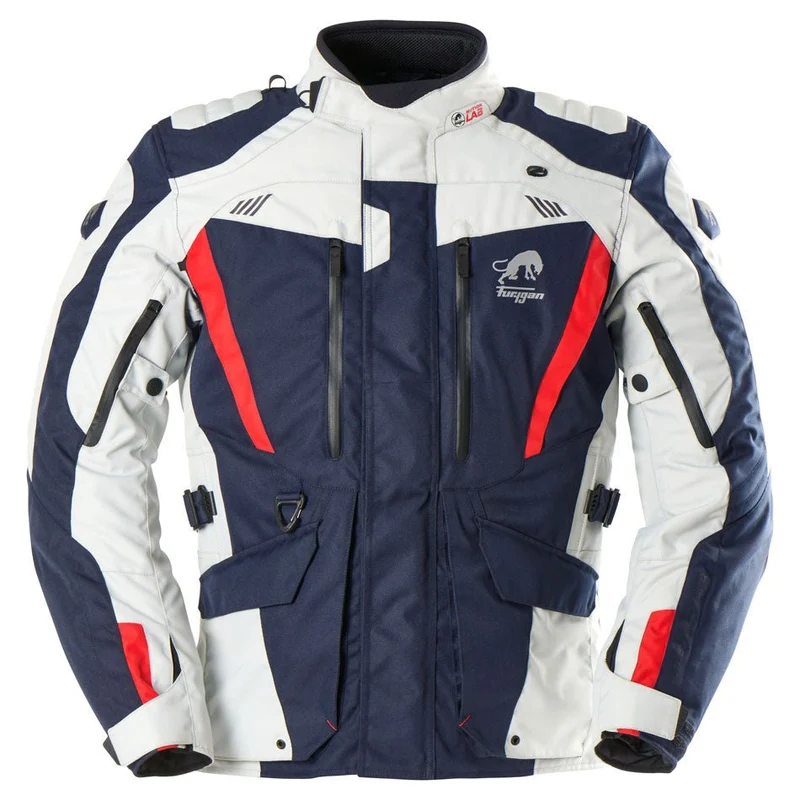 Blouson Moto Homme Furygan APALACHES EVO Bleu-Pearl-Rouge — CE AA