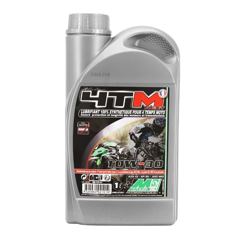 HUILE MOTEUR 4 TEMPS MINERVA MAXISCOOTER/MOTO 4TM SYNTHESE 10W30 (1L) (100% MADE IN FRANCE)