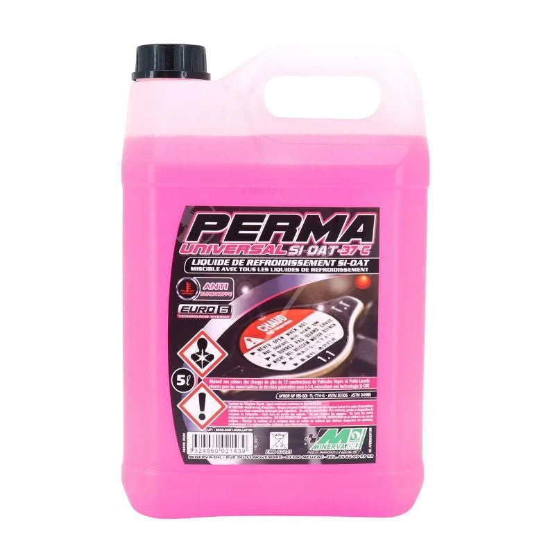LIQUIDE DE REFROIDISSEMENT MINERVA PERMA UNIVERSAL D -37°C SI-OAT (FUCHSIA) (5L)