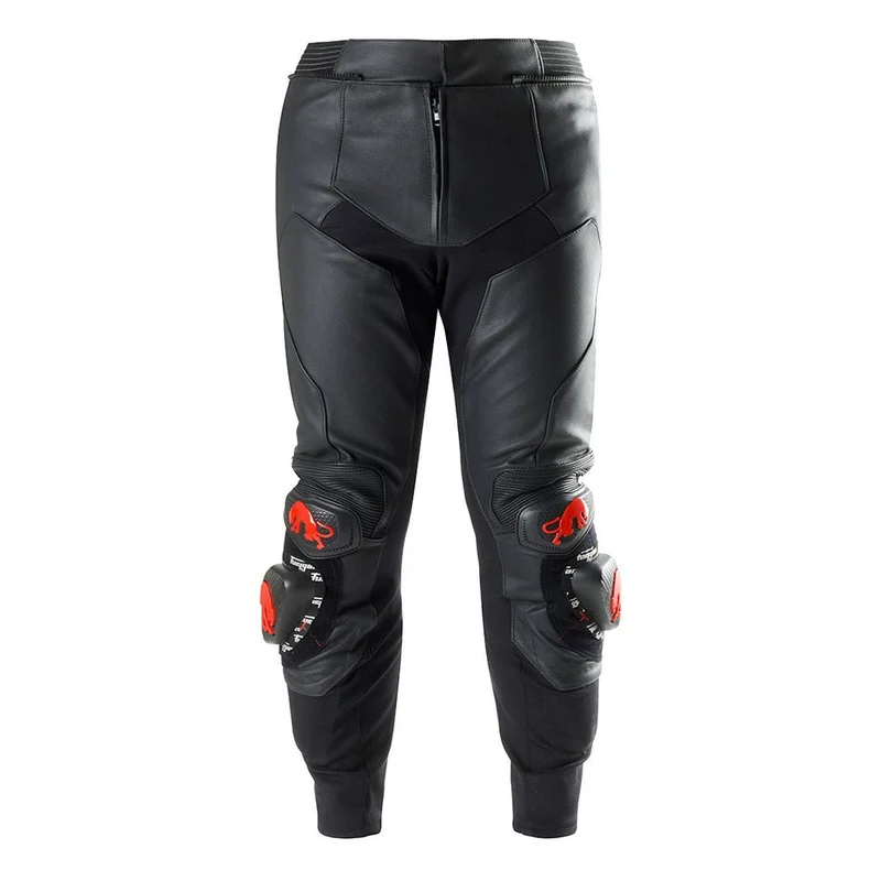Pantalon Moto Cuir Homme Furygan DRACK Noir-Rouge — CE AAA