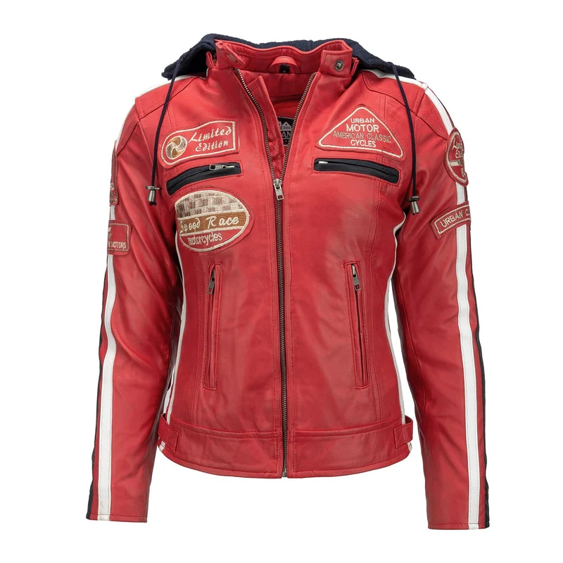 Blouson cuir moto femme style vintage | LEGENDARY 58™ Rouge