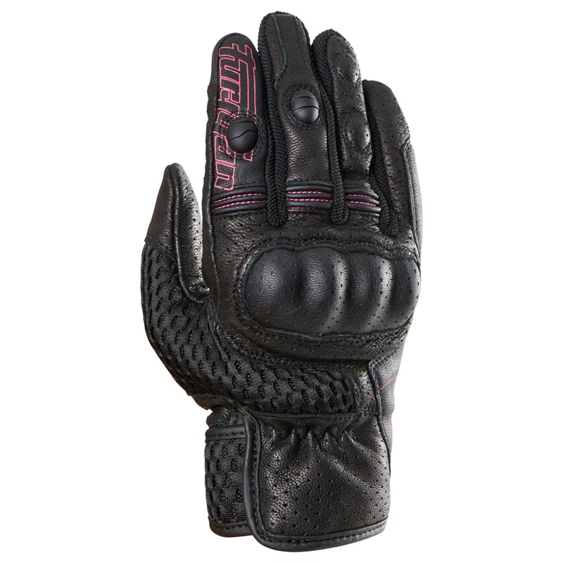 Gants Moto Cuir Femme Furygan TD AIR LADY Noir-Blanc-Rose | Été