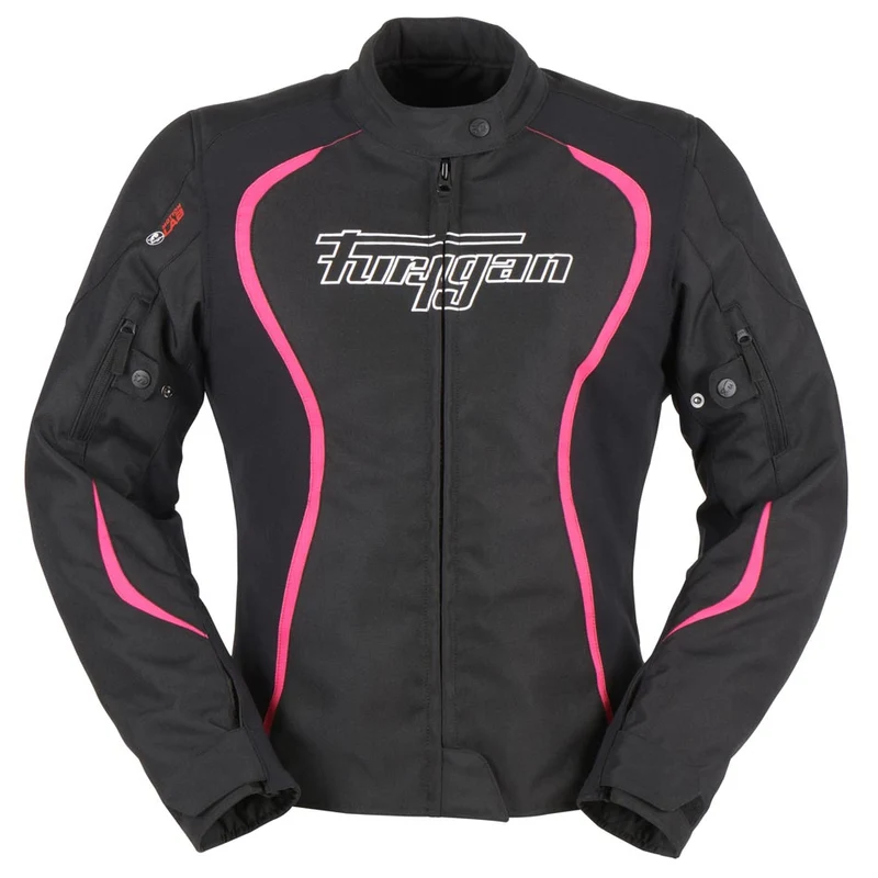 Blouson Moto Femme Furygan ODESSA Noir-Blanc-Rose — CE AA