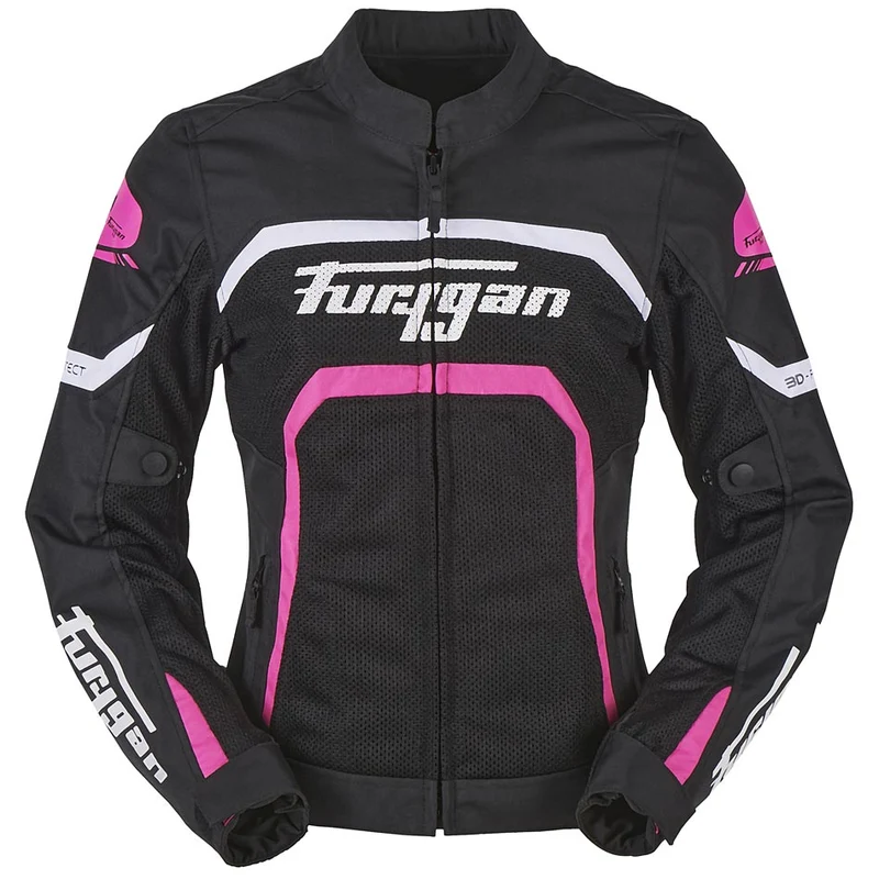 Blouson Moto Femme Furygan MYSTIC EVO VENTED Noir-Blanc-Rose — CE A | Été