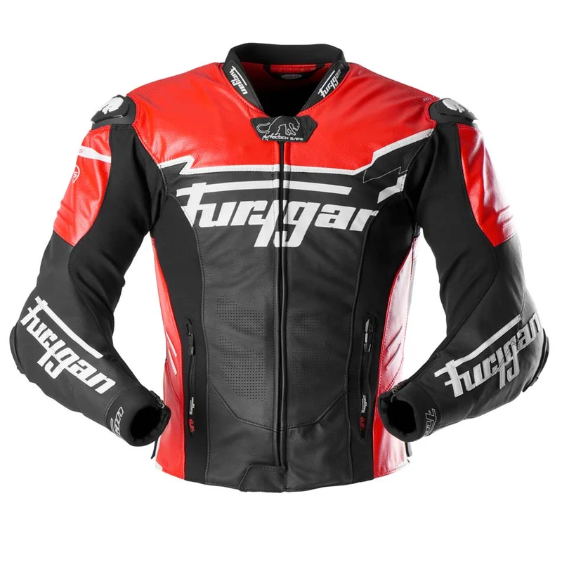 Blouson Moto Race Réplica Furygan SIRIUS — CE AAA Race Look Noir-Rouge-Blanc
