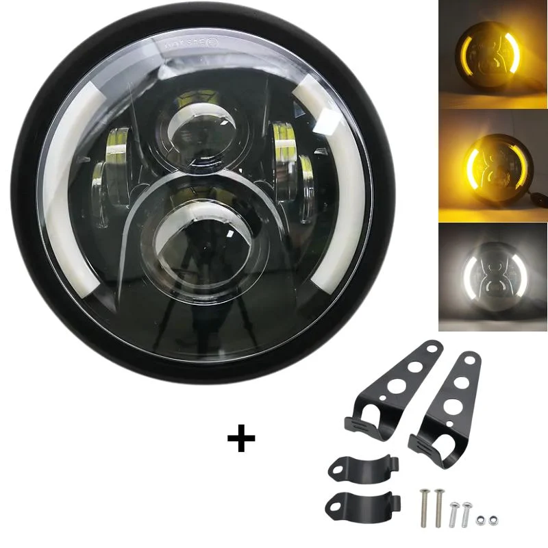 Phare rond moto LED avec clignotant 7.5 "
