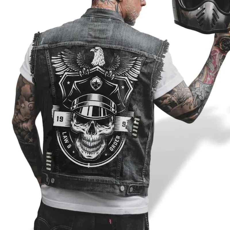 Veste jean Biker Sans Manche | Édition Law & Order | SOLDES