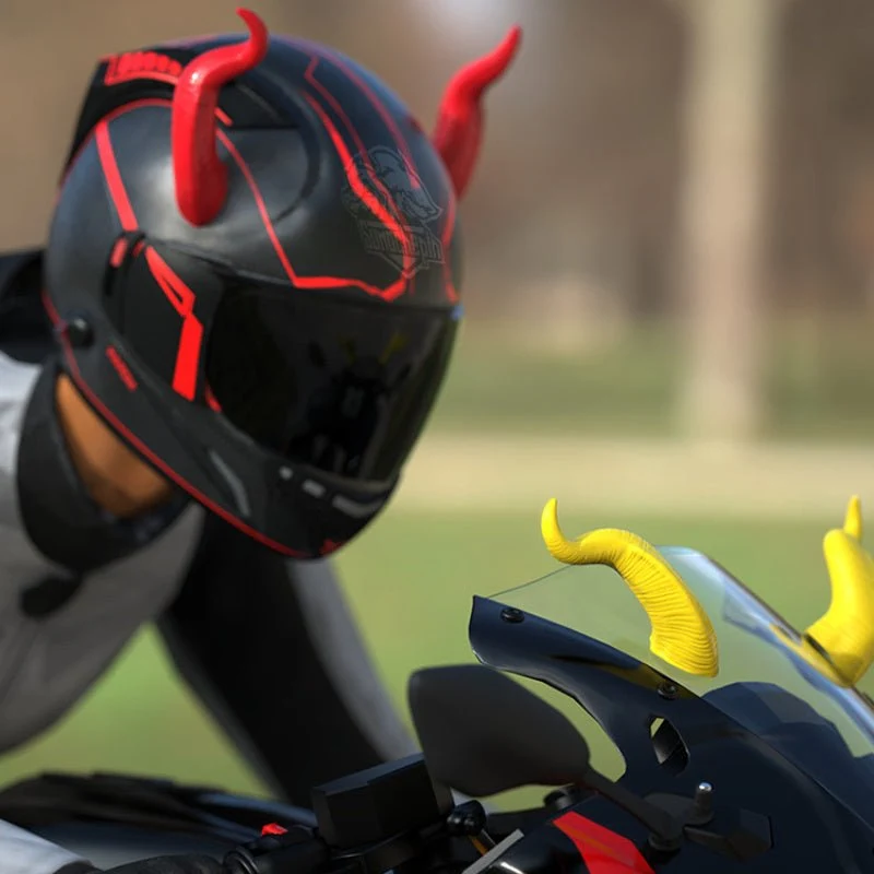 Corne de diable Rouge casque moto
