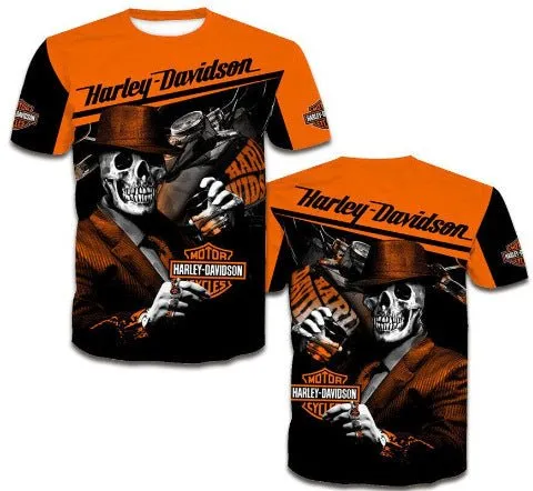T-Shirt Motard Skull Gangster HD