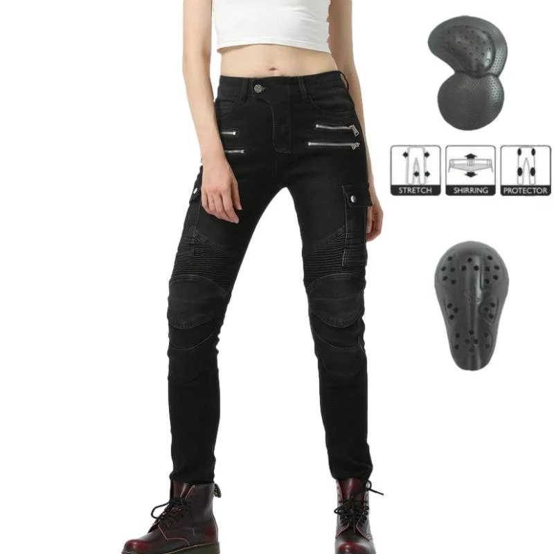 Pantalon jean moto femme - Bella Denim™Noir