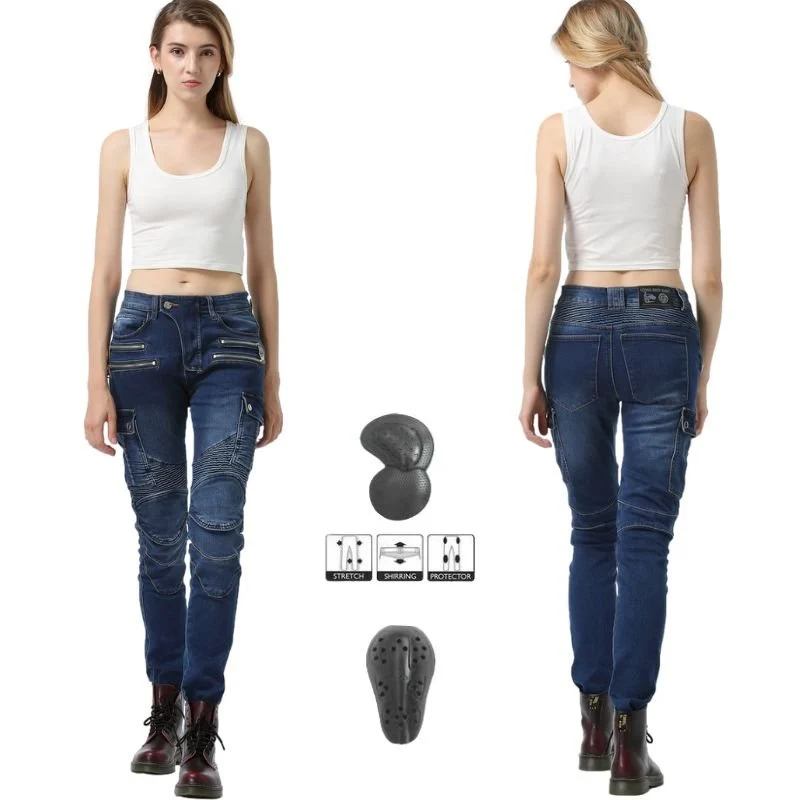 Pantalon jean moto femme - Bella Denim™ Bleu