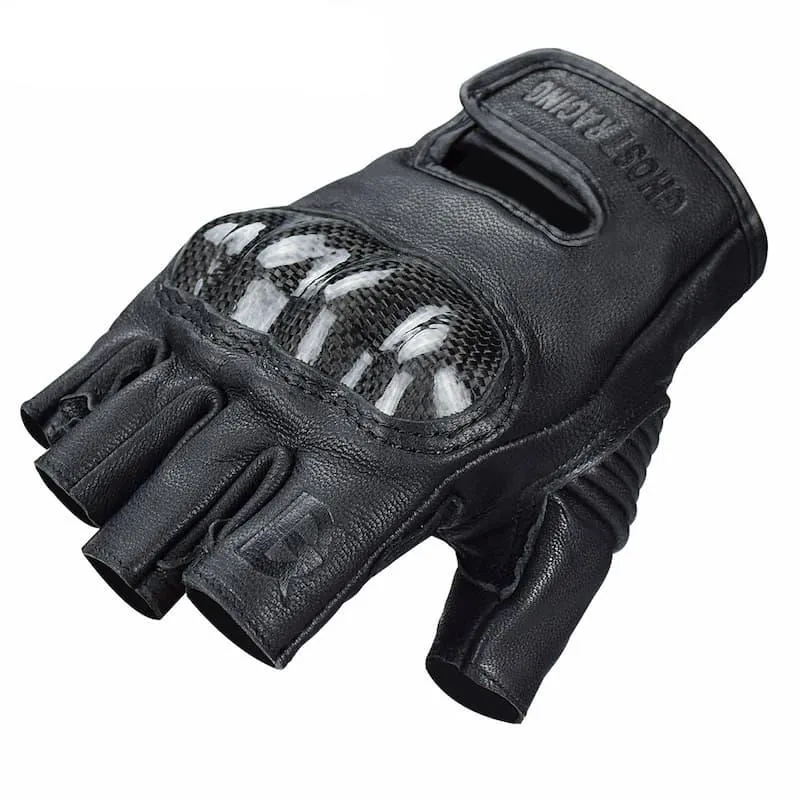 Gants Mitaine moto cuir avec Coque Carbone