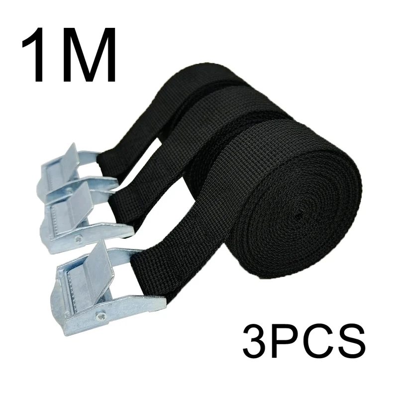 Set de 3 sangles d'arrimage moto 1M - Noir
