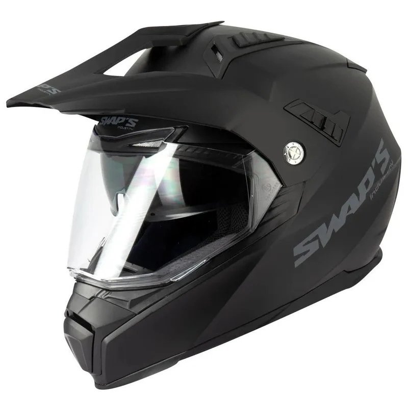 Casque moto cross/enduro + visiere - Noir Mat