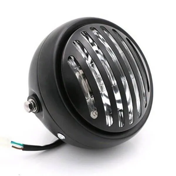 Phare rond moto avec grille