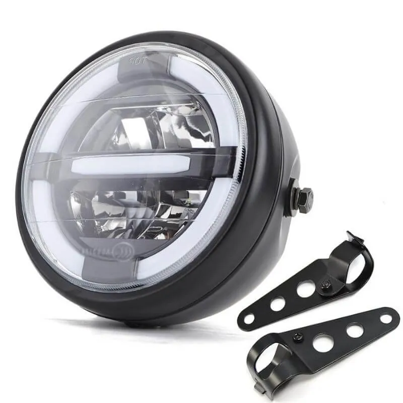 Phare moto Angel Eyes + clignotant intégré - 6.8 pouces