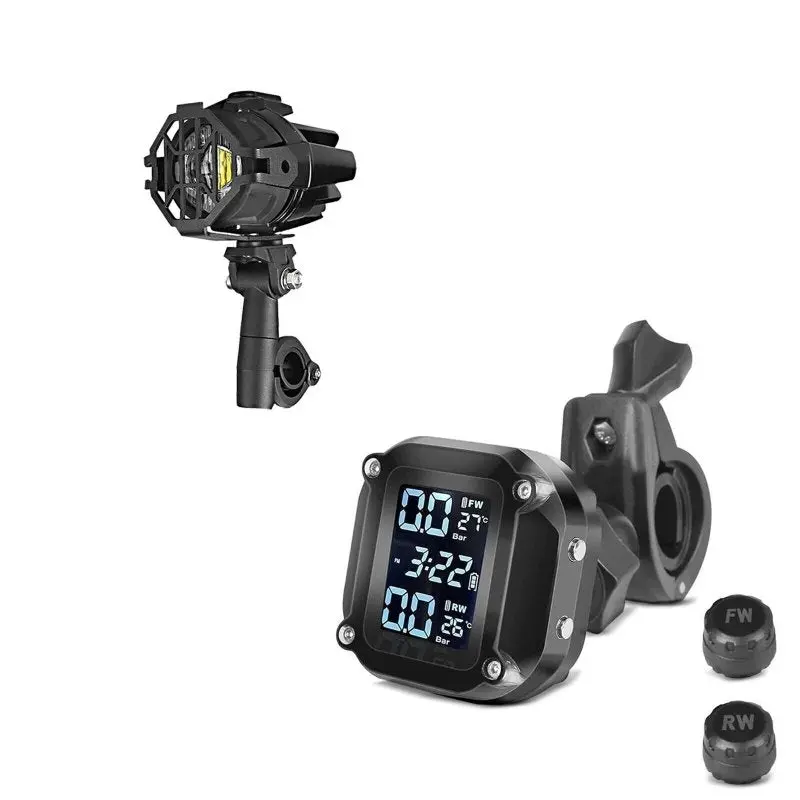 Pack : Phare additionnels LED moto + Système de surveillance de la pression des pneus avec indicateur de température