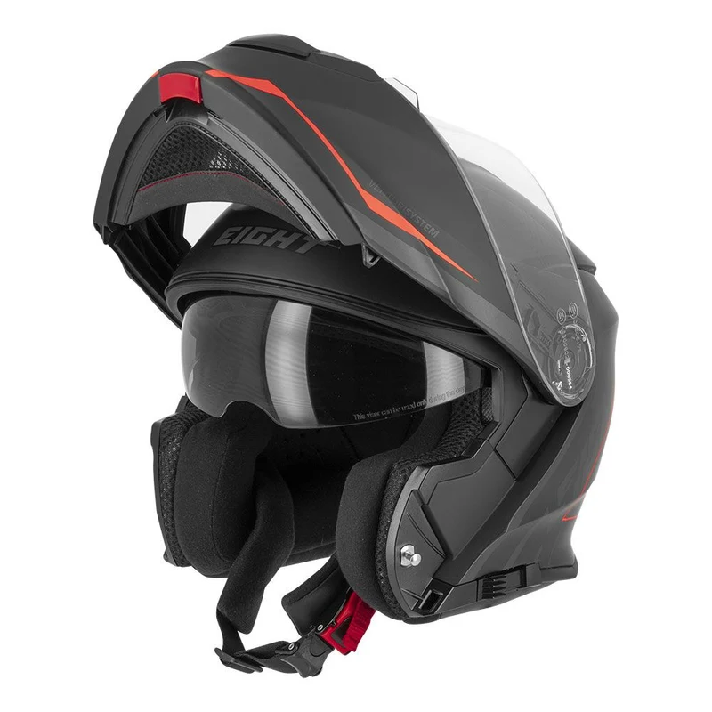 Casque moto Modulable Double écran | Noir/Rouge mat + paillete