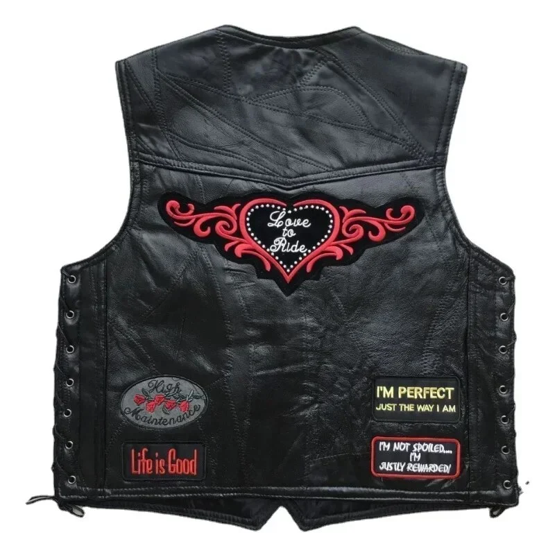 Gilet cuir femme biker
