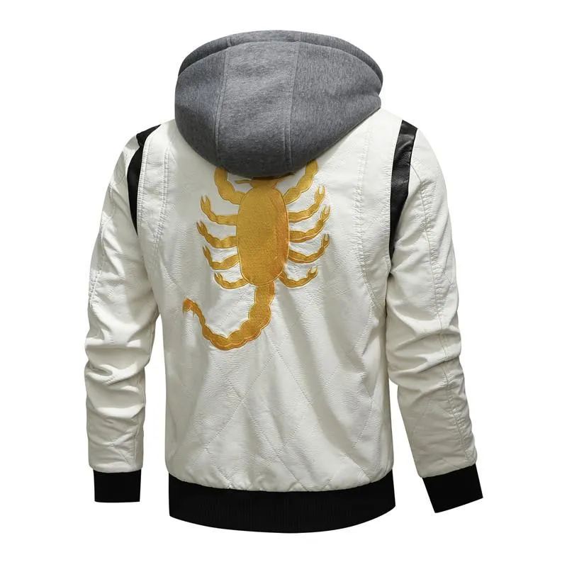 Blouson biker simili cuir blanc - Scorpion