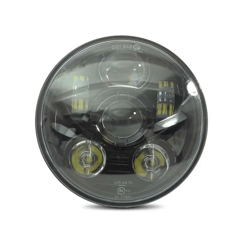 Projecteur LED moto 5,75 pouces avec Adaptateur H4-H13 compatible avec Harley Davidson noir
